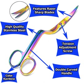 6 Inch Double Curved Machine Embroidery Scissors Multi Titanium Rainbow Color by G.S Online Store