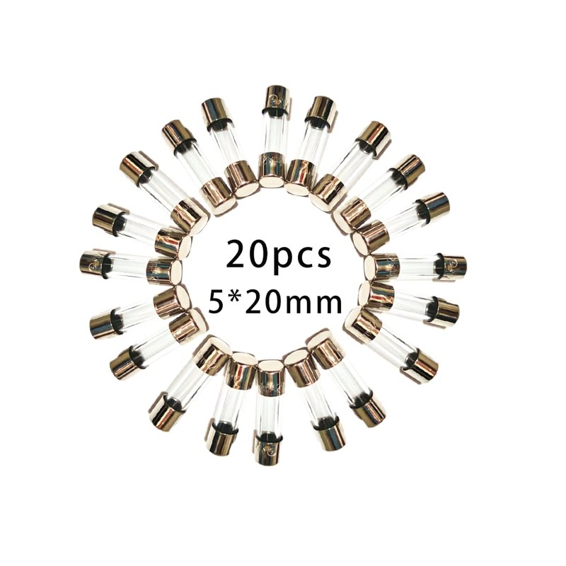 Generic 12A 250V Glass Slow-Blow Fuse, 5x20MM, 20 Packs