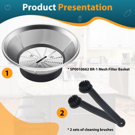 Drkerr SP0010662 BR-1 Mesh Filter Basket with 2 Cleaning Brushes Compatible with Models JE95XL, JE98XL, BJE200XL Juicers - Detailing Cleaning Supplies Gadgets for Kitchen Appliances