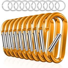 sprookber Llavero de Clip de mosquetón de 3 Pulgadas, Clip de Anillo en D, Clip de Llavero Caribeener, Gancho de Resorte para Bolsa/Hebilla, Juego de 10 (Dorado)