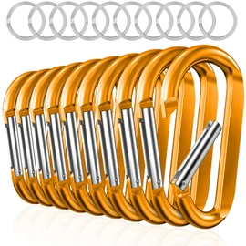 sprookber Llavero de Clip de mosquetón de 3 Pulgadas, Clip de Anillo en D, Clip de Llavero Caribeener, Gancho de Resorte para Bolsa/Hebilla, Juego de 10 (Dorado)