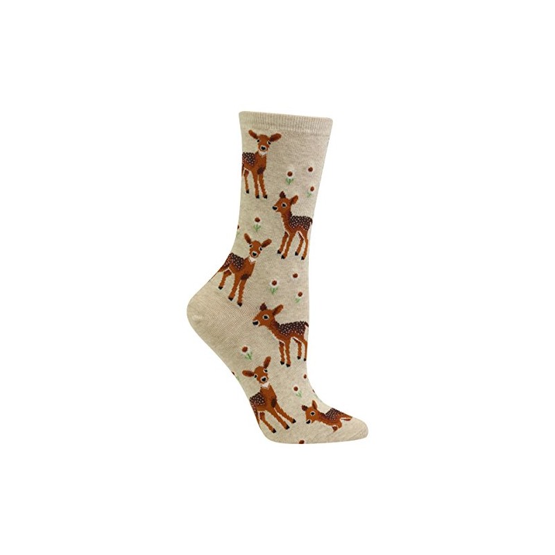 Hot Sox Women's Originals Fashion Crew Socks, Spring Deer (Natural