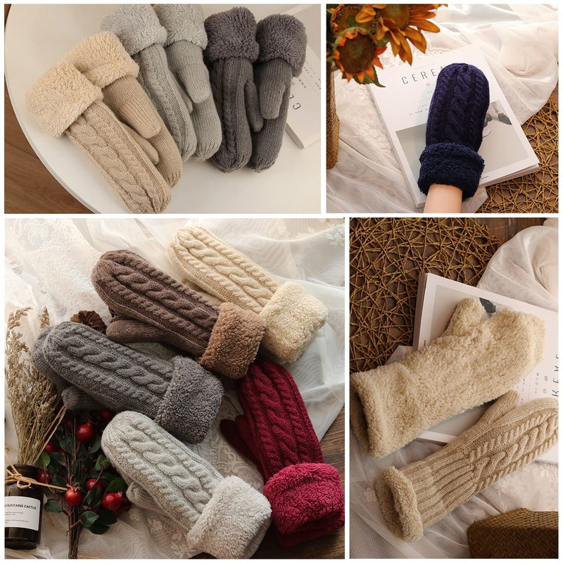 Good Cable Knit Gloves, Cold Protection, Fluffy, Ultra-Thick, Mitten Gloves,