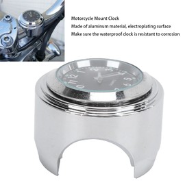 Motorcycle Handlebar Watch, Motorcycle Mount Clock Round Clock Aluminium Waterproof Luminous Universal for 7/8-in-1 Handlebar (Black)
