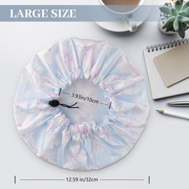 2 Pcs Big Shower Cap Elastic Band Waterproof Bath Caps Adjustable Double Sided Reusable Oversized Bonnet