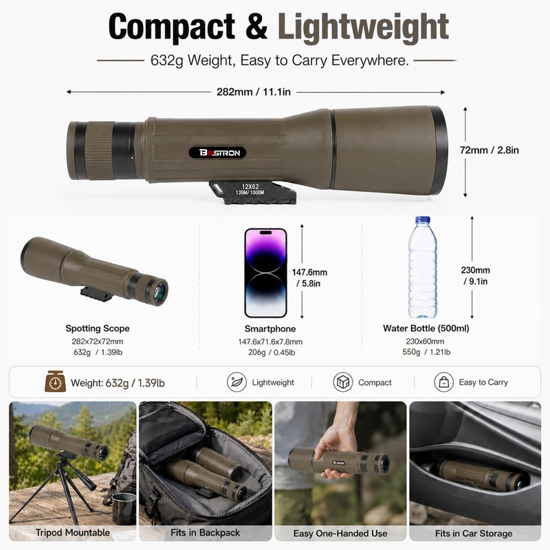 Monocular Telescope 12X62 HD High Power with Tripod Suitable for