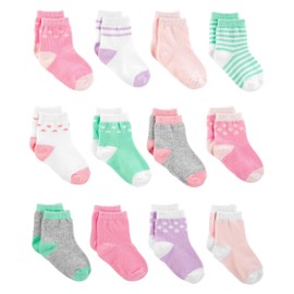 Simple Joys by Carter's - Calcetines para niña (12 unidades), color rosa y morado