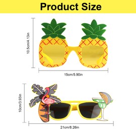 HexinYigjly 2 Pcs Luau Party Glasses, Hawaiian Party Decorations Sunglasses, Funny Hawaiian Glasses for Summer Tropical Beach Party Decoration Supplies Sunglasses, Fancy Dress Props Eyewear