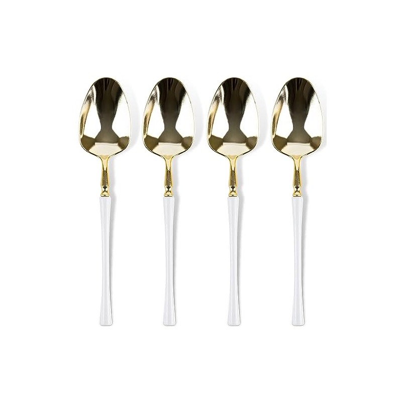 Blue Sky Infinity Flatware White/Gold Soup Spoons - 20 Count