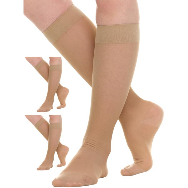 (3 Pairs) Petite Sheer Compression Socks for Women 15-20mmHg -