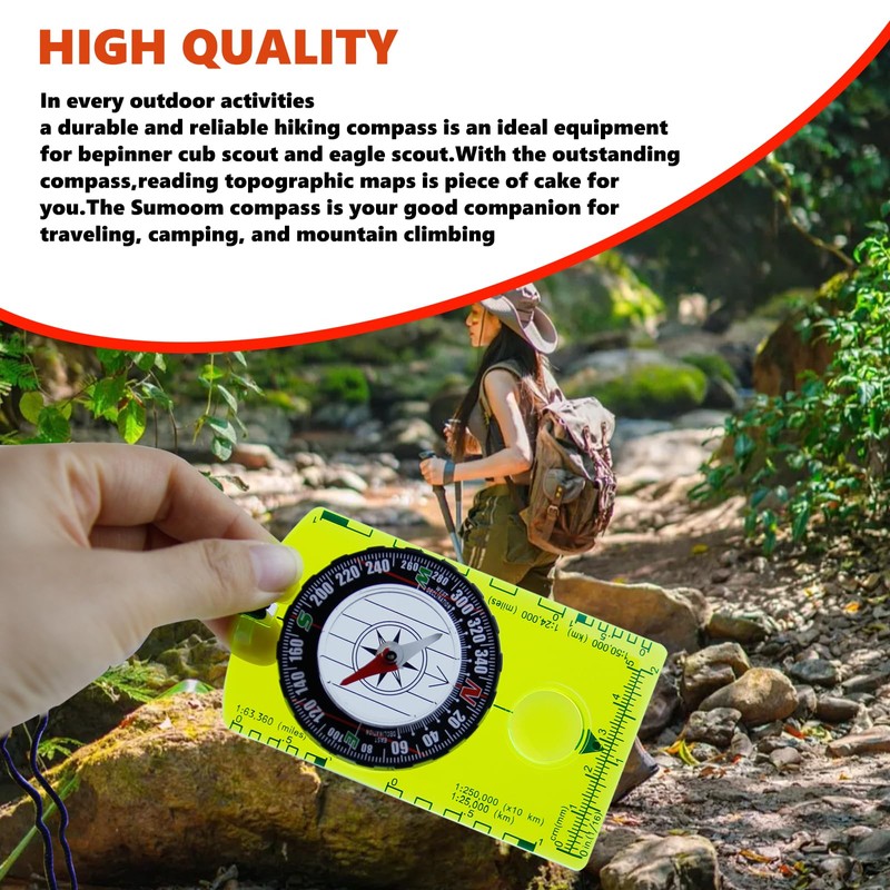Abvsdu 2 Pieces Orienteering Compass, Superior Hiking Survival Compass for