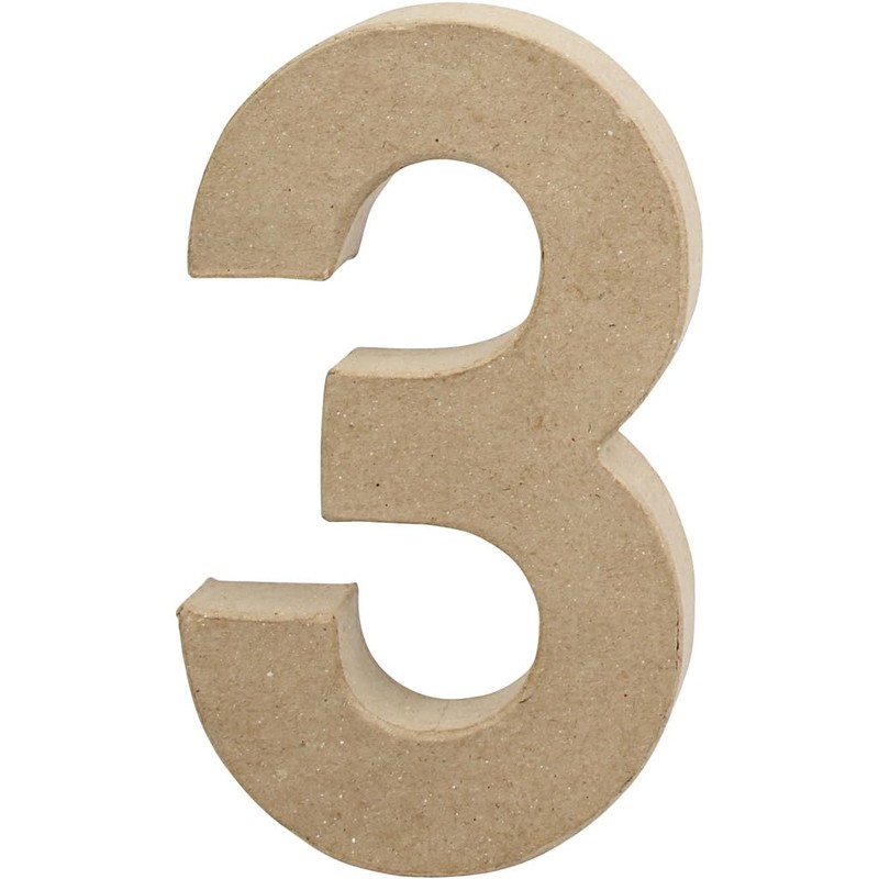 Creativ 26631 20 cm 1-Piece Papier Mache Number 3, Beige