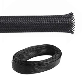 Kable Kontrol PET Expandable Braided Sleeving - 1/8” Inch - 25’ Feet Long - Black Cable Sleeve Automotive Wire Loom, Cable Wrap, Cord Protector from Pets, Cable Management - Black