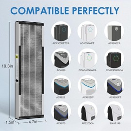 [ELOWOKE] 2-Pack 4825 HEPA Filter B Smoke Compatible with Gɜːrm-Guardian Air Purifier Filter Replacement for Model FLT4825 AC4825 AC4300, 2X H13 HEPA Filters & 8X Carbon Pre-Filter, Grey