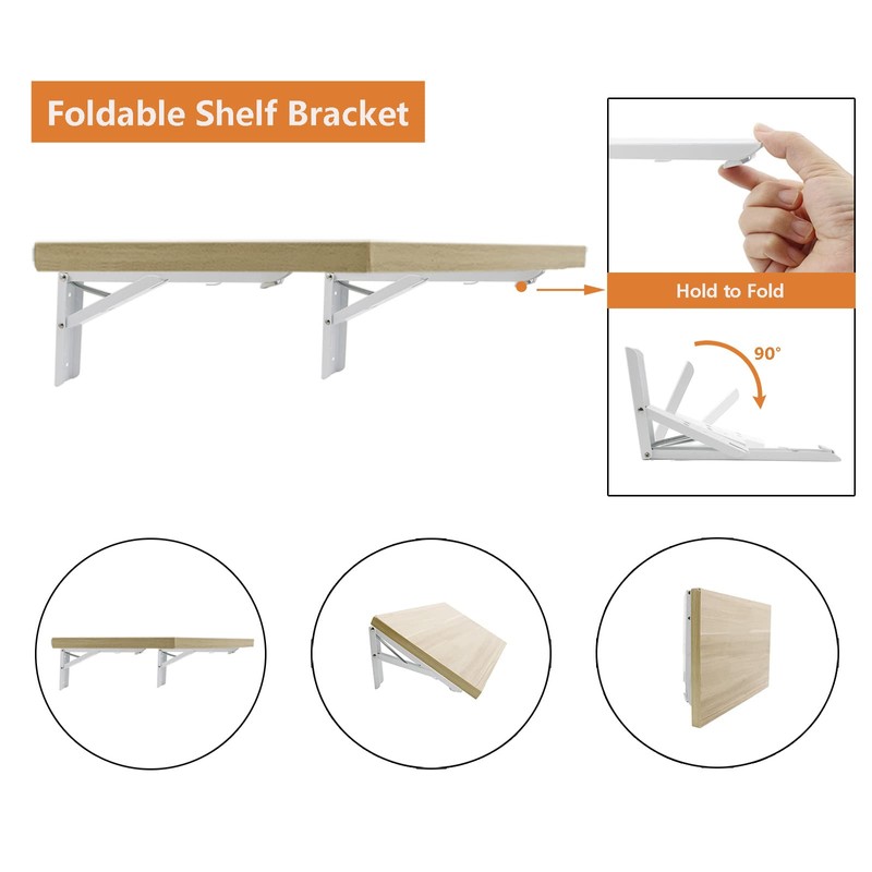 2PCS Folding Shelf Brackets, TTZEZE Heavy Duty Sturdy Metal Collapsible