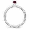 Rhodium Plated Sterling Silver Stackable 4mm Created Ruby Ring Size