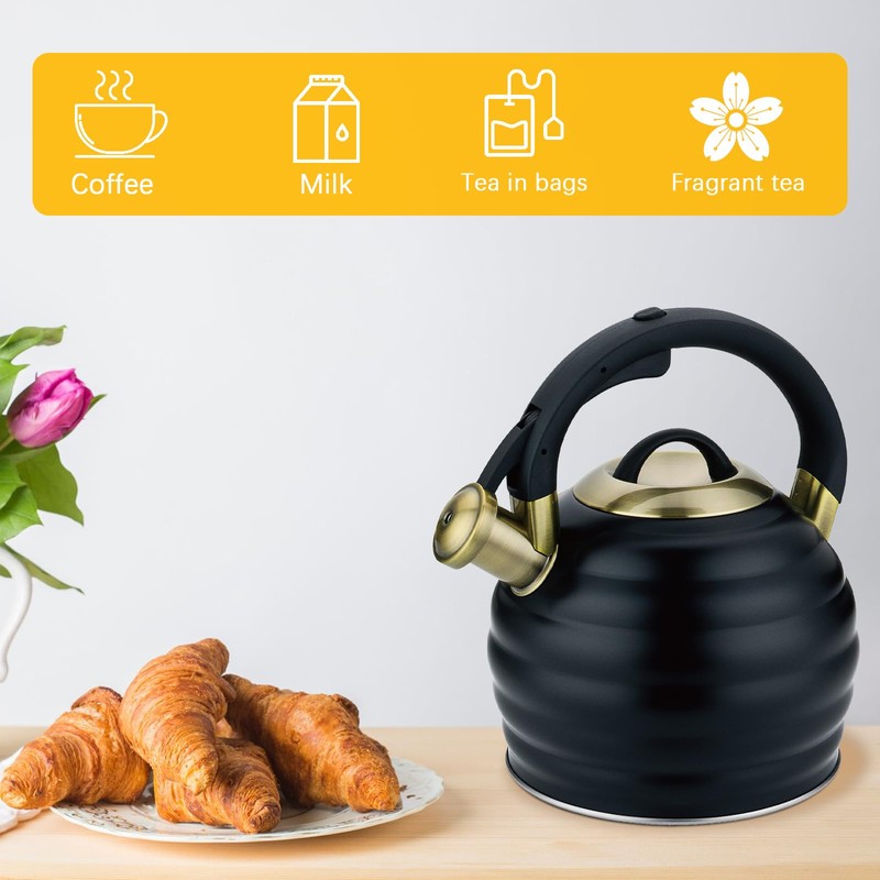 Tea Kettle for Stove Top Whistling Teapot, 3.2Q Tea Pot