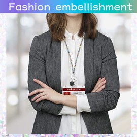 JEYORZY 1 x Crystal Lanyard Necklace, Card Holder, Lanyard with Key Ring, Rhinestone Lanyard with Key Ring, Crystal Collar, Women's Necklace for Key Ring, ID Card Holder, Colourful