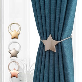 Sitengle Curtain Tassel, Magnet, Star, Curtain Accessory, Strong Magnet, Car Tenacy, Curtain Tieback, Gift, Popular, Silver, 2 Pieces