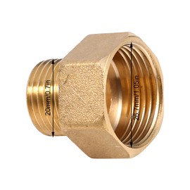 1Pc Brass Water Pipe Hex, 4 To 1 22Mm To 15Mm Reducer Bushing Reducer Adapter 1/2Bspt Male And 3/4Bspt Female Thread