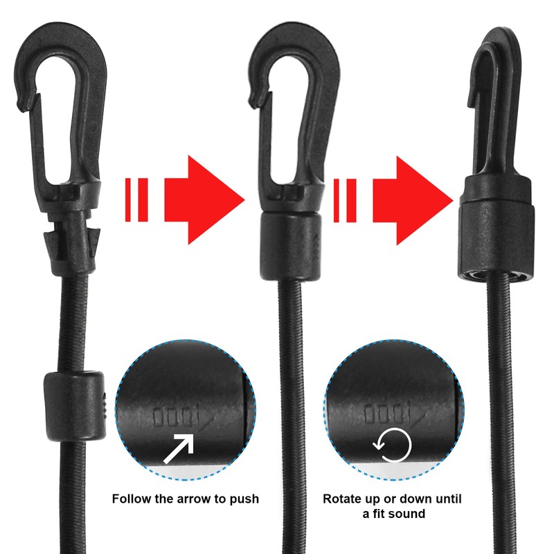 3/16"Bungee Shock Cords with Hooks,98 Feet Elastic Nylon Cords Kayak