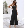ANRABESS Women Jumpsuit V Neck Spaghetti Strap Wide Leg Jumper