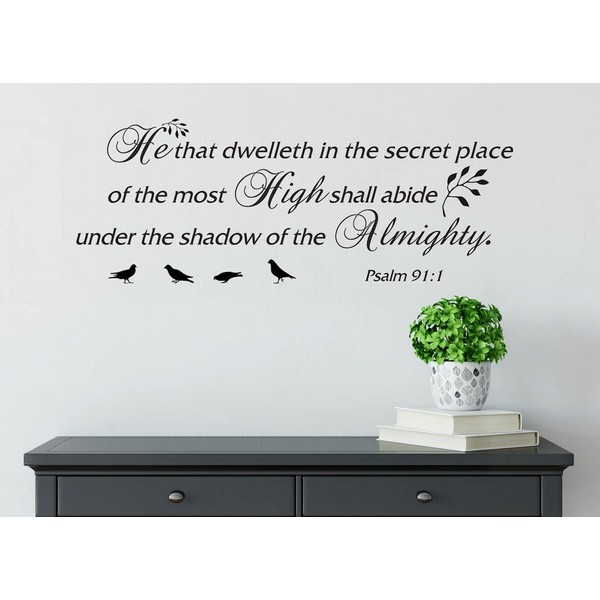 Bible Verse Bird Decor Wall Decal Sticker,He That Dwelleth in
