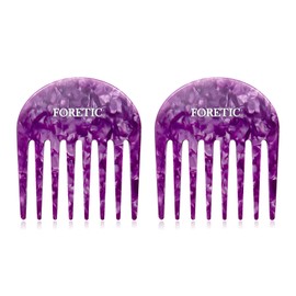 Foretic 2 Pcs Handmade Bright Violet Wide Tooth Comb for Curly Hair - Small, Professional Hair Detangling Comb for Wet and Dry Hair, Suitable for Long and Short Hair - 3.14 Inches