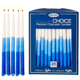 Dripless Hanukkah Candles by Rite Lite | Ombre Blue & White Tricolor Chanukah Bulk Colorchoice 24 Pack | Standard Size Menorah Premium Quality Wax Jewish Holiday Party Gifts