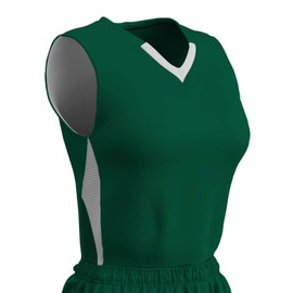 Champro Women's Standard Post Up Reversible Basketball Jersey, Forest Green, White, Medium