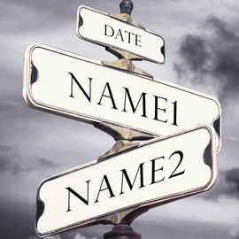 A&T ARTWORK Street Sign Black and White Canvas Prints Gift Your Names,the Date and romantic verses or write your own message Gift for Anniversary,Valentine's day,Wedding. 12X18 inches