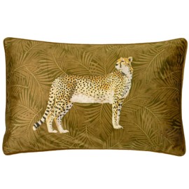 Paoletti Cheetah Forest Cushion Cover, Gold, 30 x 50cm