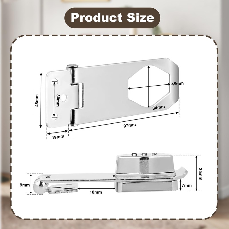 Cabinet Lock, Hasp with Numeric Password 3.5 Inches, Lock for