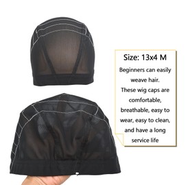 White Thread Wig Net Cap Mesh Wig Cap Braided Wig with for Women Men Making Wigs Beginners Weaving Hair Net (13x4 M)