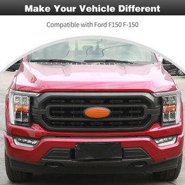 CheroCar for F150 Emblem Cover Trim,Logo Back Badge Decoration Cover Trim Compatible with Ford F150 F-150,Orange