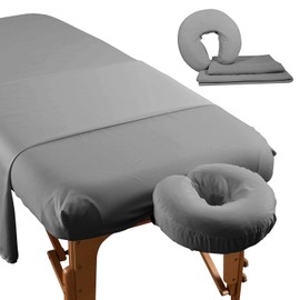MÁS AJUSTADO - JYYBN Sábanas Gris Set para Camilla para Masaje, Microfibra Premium Suave Transpirable, Sabanas para Cama de Masaje Profesional 3 Piezas, Incluye Sábana Plana, Sábana Ajustada y Funda de Reposacabezas