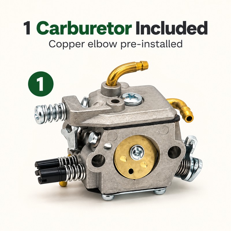 52cc Chainsaw Carburetor – 2-Stroke Replacement Carb with Copper Elbow