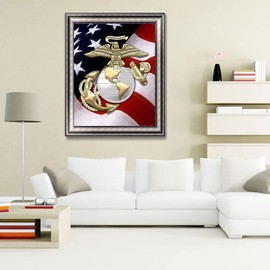 Generic DIYPAINTING 5D DIY Diamond Art Painting US Marine C Corps 12X16 Full Drill Round Drill Crystal Rhinestone Embroidery Pictures Arts Craft for Home Wall Decor Gift, DIYDECOR001