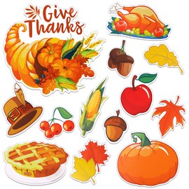 13 Pieces Thanksgiving Magnet Give Thanks Car Magnets Autumn Garage Door Magnets Turkey Maple Leaf Pumpkin Car Refrigerator Decorations Fall Magnets Ornaments for Car Refrigerator (Cute Style)