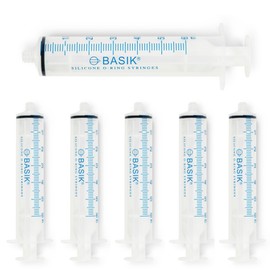 BASIK 60cc ENFit Silicone O Ring Reusable Syringe, 6 Pack