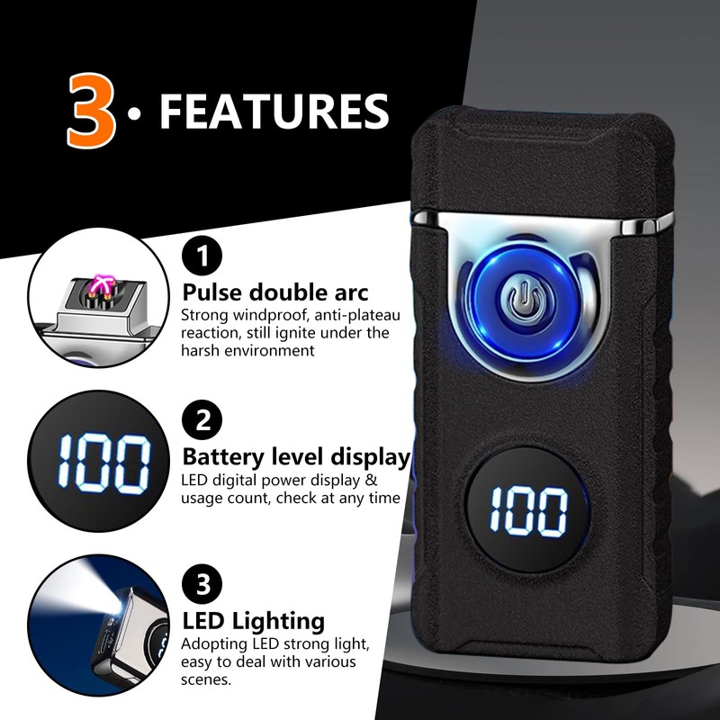 SKRFIRE Electric Lighter Windproof, Flame Electric Lighter Plasma-Flame Arc Lighter