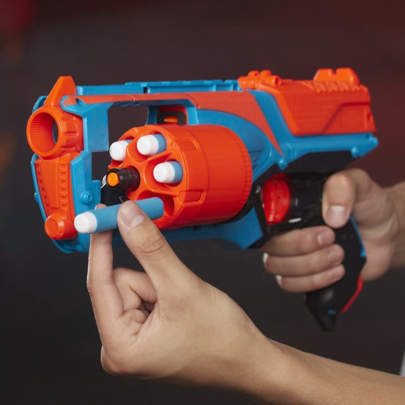 Nerf Elite Strongarm Orange Blaster, Rotary Drum, Quick Fire, 6