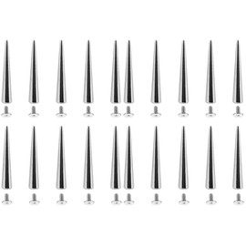 Ciieeo 20 pcs Claw Decorative Spike Clothes Spots Necklace Beads Large DIY Studs Cone Accessories- Crafts Screw for Metal Bag Rivets Screwback Punk Silver Belt Shoes Cool Back