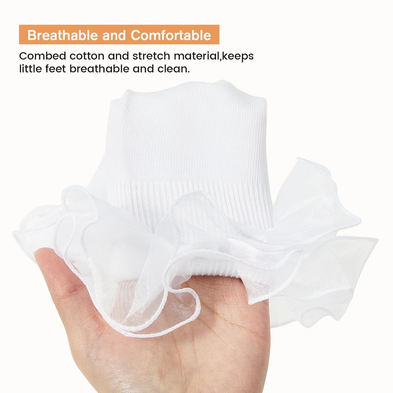 Komorebi Big Ruffle Ankle Socks Women-Lace Frilly Cute Socks-Soft Cotton