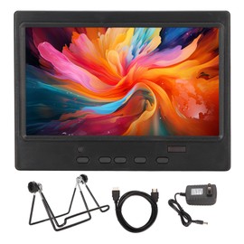 7 Inch Portable Monitor 1024x600 Supports HD Multimedia Interface VGA AV Portable Display with Support for PC 100‑240V Iron Bracket US Plug