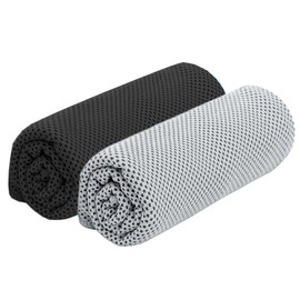 Cooling Towel, Set of 2 Colors, Black, Gray, Cool When Shaken When Wet, Instant Cooling, Ice Towel, Cool, Cool, Cool, Cool, Dry, UV Protection, Quick Drying, Summer, Sports, Neck Cooling, Heat Stroke