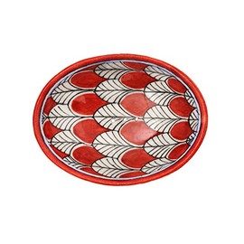 Tranquillo Red Peacock Hand Painted Ceramic Soap Dish with Holes for Water Drainage 13 x 9.5 x 2 cm