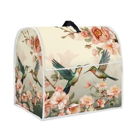 HUISEFOR Floral Hummingbird Stand Mixer Cover Compatible with 4.5-5 Quart Mixer, Dustproof Cover Machine Washable Kitchen Appliance Cover with Top Handle and Pockets