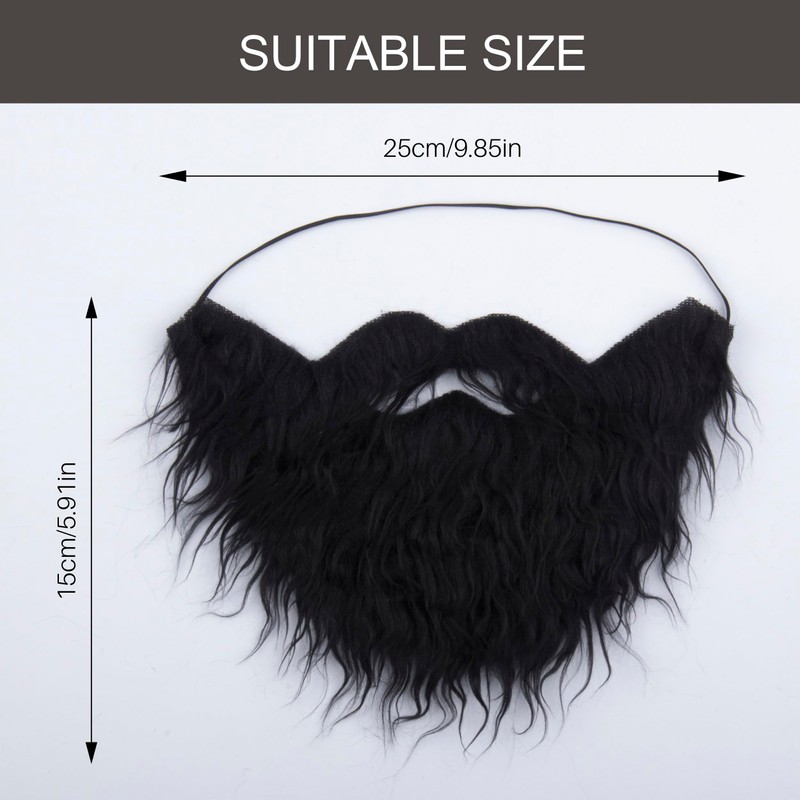 Yan Dream Black Fake Beard with Mustache Big Full Grey