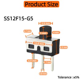 EGSCST 30PCS Micro Mini Slide Switch Toggle SPDT Switches 1p2t 2 Position 3 Pin Small Miniature Vertical Panel Mount Dip Knob for Arduino PCB Breadboard and Electronic Project - SS12D10 5mm AC 125V 2A